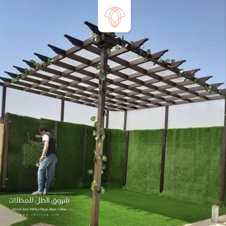 برجولات حديد شكل خشب الجبيل