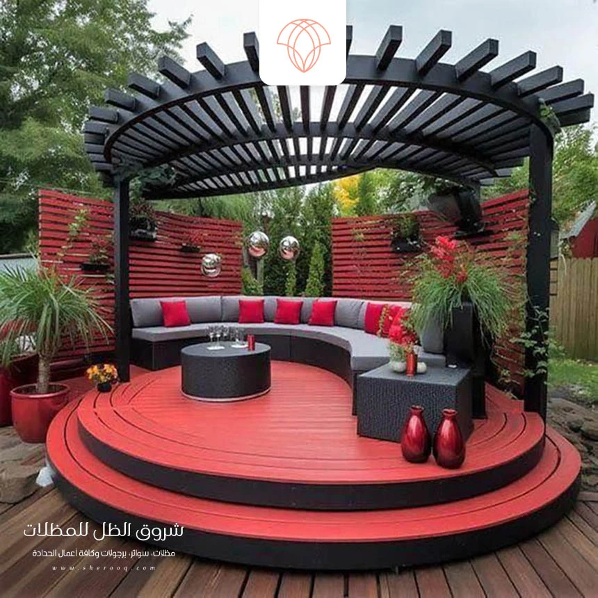 برجولات حديد شكل خشب الجبيل