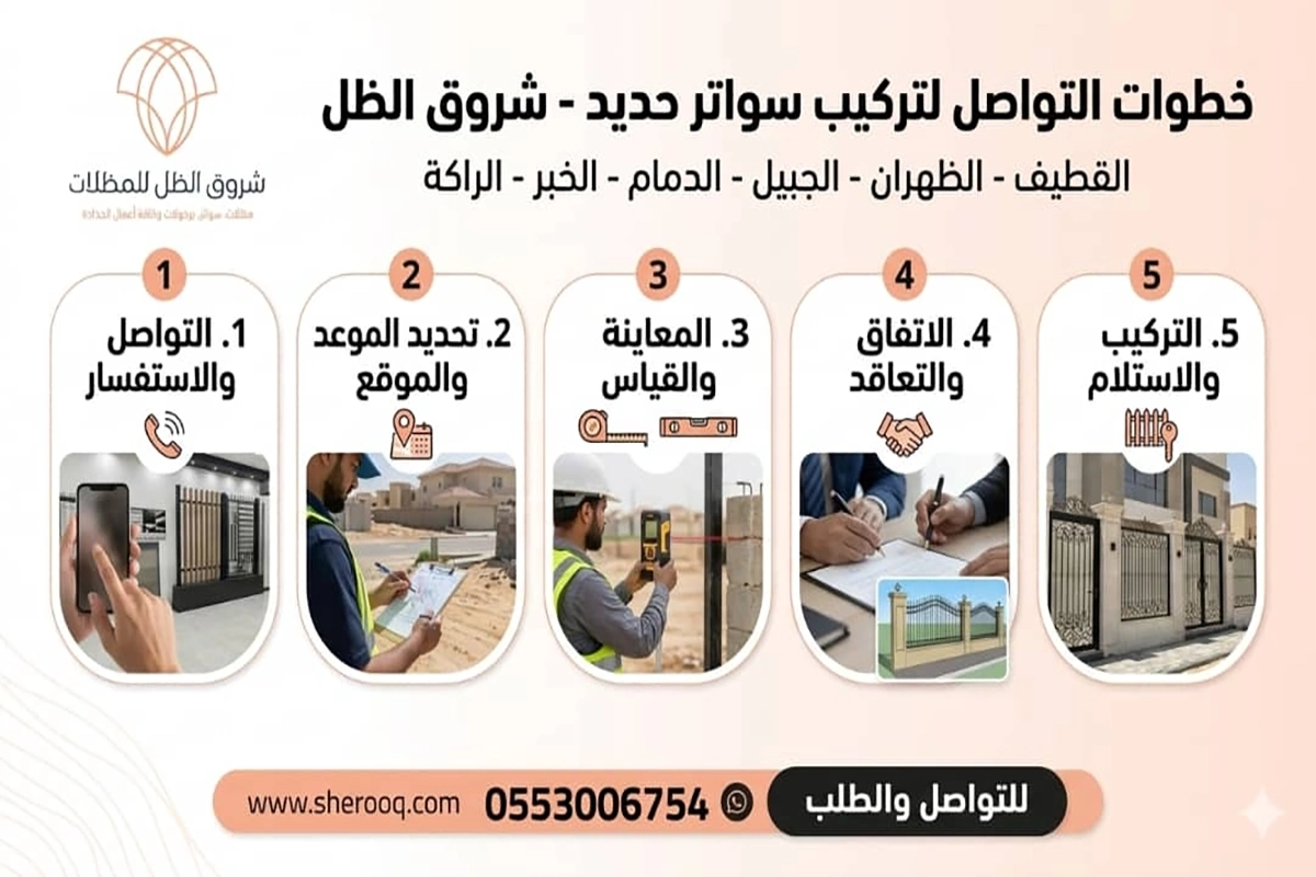 خطوات التواصل لطلب تركيب سواتر حديد القطيف